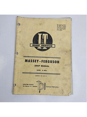 1963 Massey Ferguson MF 65 Shop Manual MF-19 I&T Shop Service Tractor Repair